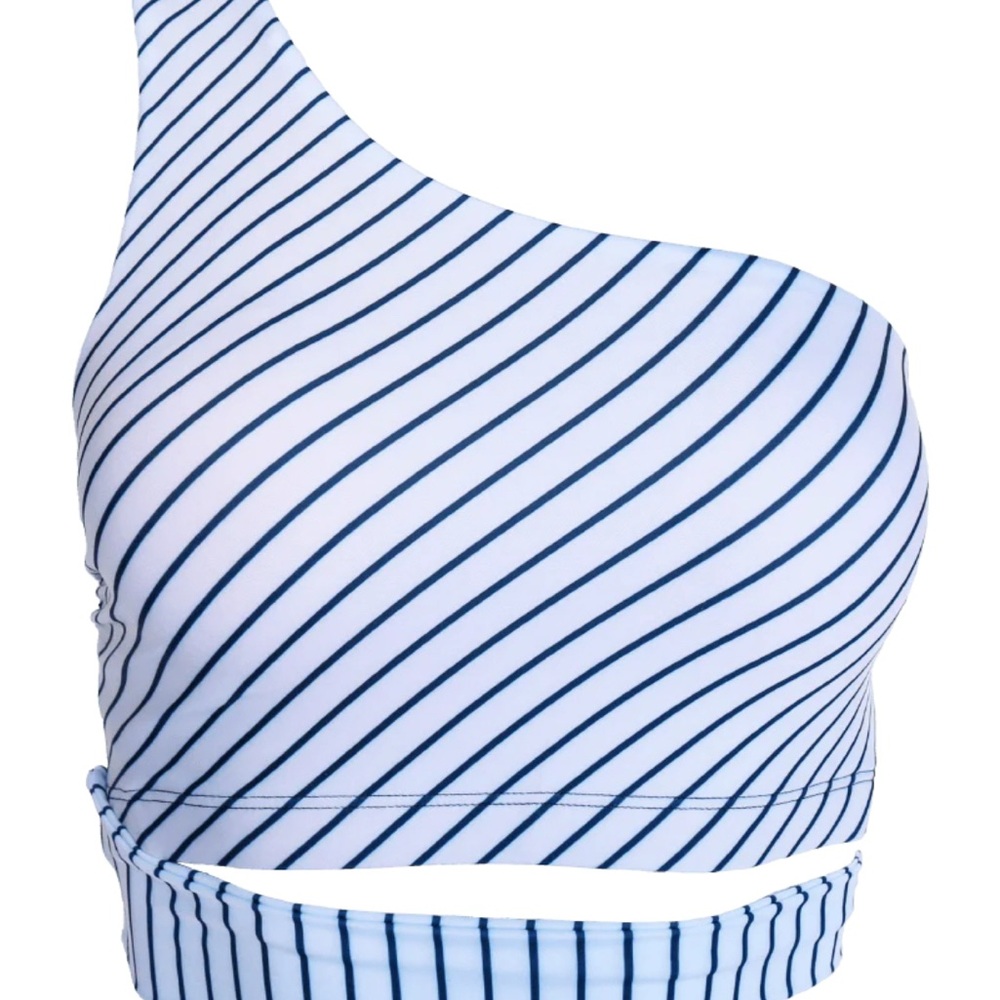 Nani Pinstripe One-Shoulder Swim Top